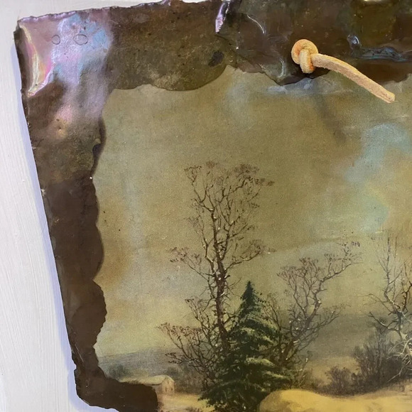 VTG 1977 Original Slate Art Print Landscape Country Farm Scene WallHanging Decor - Picture 5 of 9